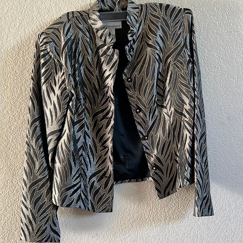 Dressbarn Black Gold Glitter Blazer Jacket